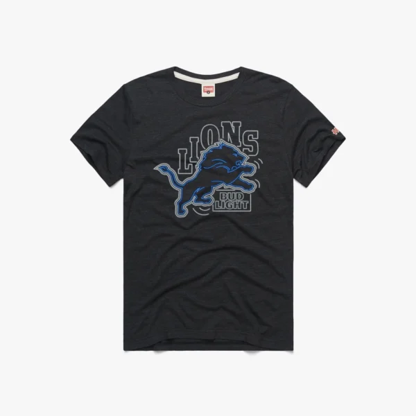 Detroit Lions Alternate Colour Logo Black T-Shirt - Mens